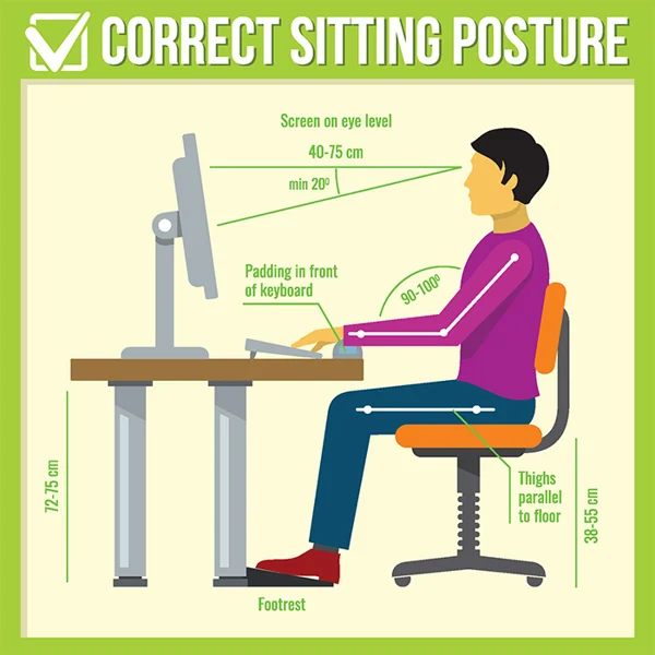 image correct sitting posture for screen view